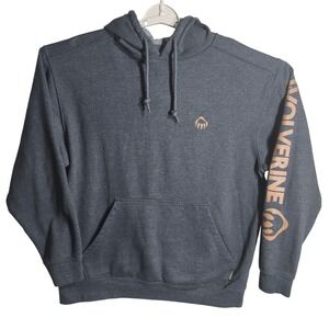 Wolverine Mens L Gray‎ Pullover Hoodie Spellout Logo Graphic Casual Sweatshirt